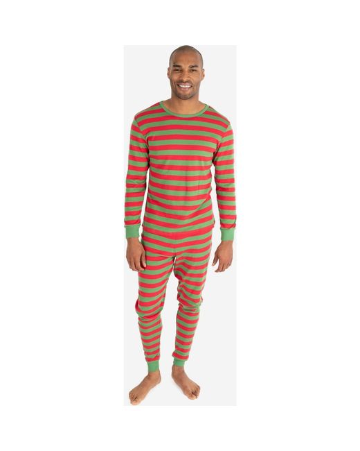 Leveret Red Cotton Striped Matching Family Holiday Pajamas for men