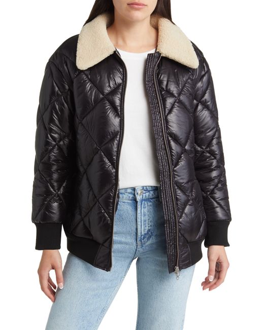 Rails Black Shay Faux Shearling Collar Quilted Jacket