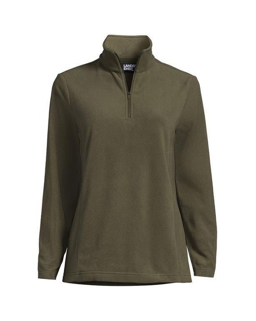 Lands' End Green Anyweather Fleece Quarter Zip Pullover