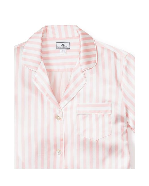 Petite Plume Pink Stripe Silk Short Pajamas