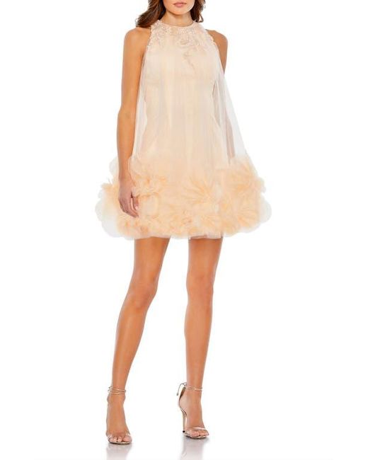 Mac Duggal Natural Halter Neck Flowy Petal A Line Mini Dress