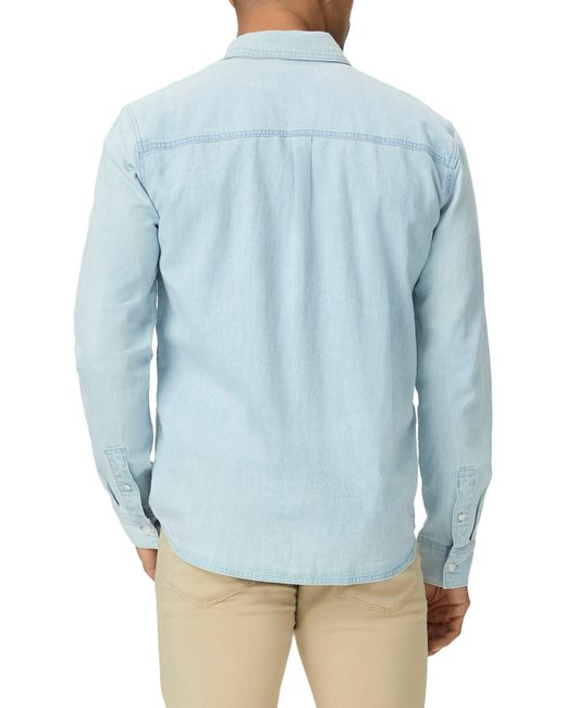PAIGE Blue Martin Chambray Button-up Shirt for men
