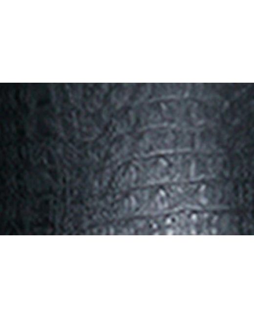 Naked Wardrobe Black Crocodile Embossed Faux Leather Jumpsuit