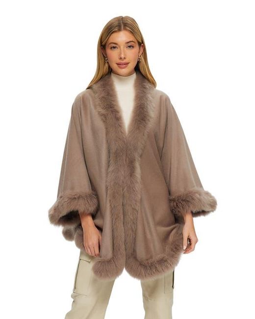 Gorski Brown Wool And Cashmere Cape With Lamb Trim