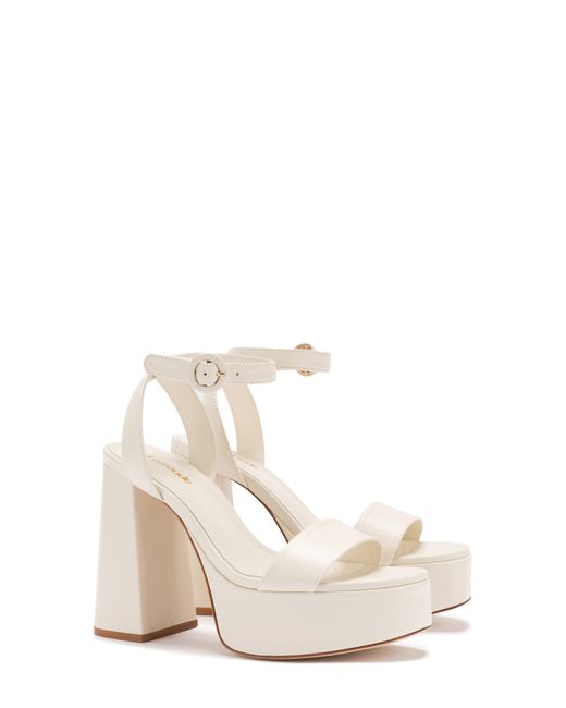 Larroude White Dolly Platform Sandal