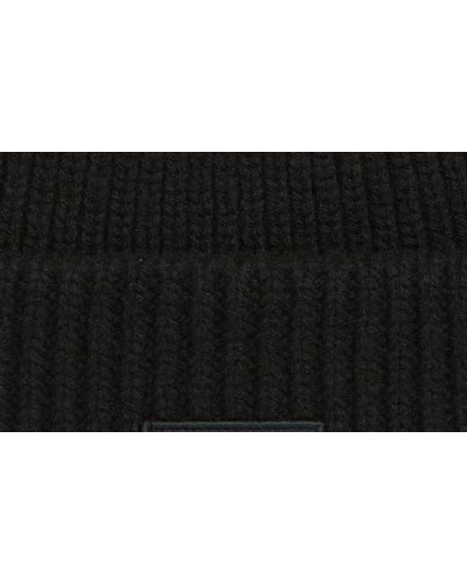 Acne Black Pansy Face Patch Rib Wool Beanie