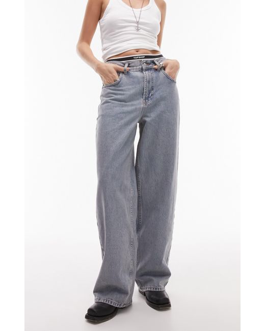 TOPSHOP Gray '90s Relaxed Straight Leg Jeans
