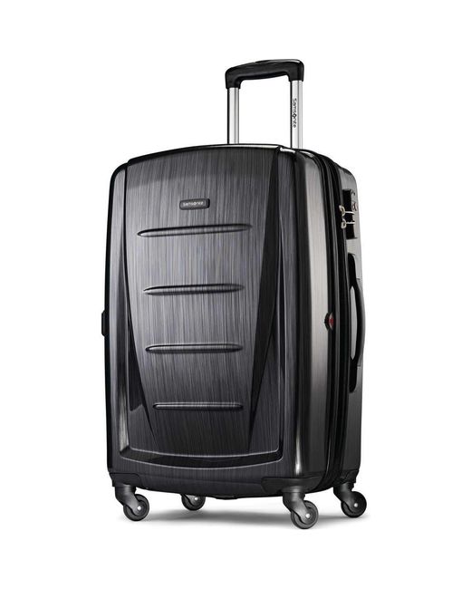 Samsonite Black Winfield 2 Checked-Medium 24-Inch Hardside Expandable Luggage With Spinner Wheels