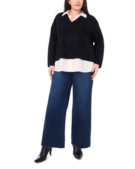 Halogen® Black Layered Look Sweater