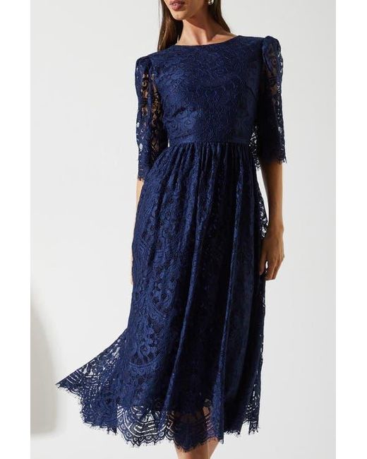 Coast Blue Lace Short Sleeve Midi Dress