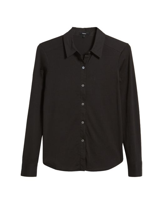 Theory Black Riduro Organic Cotton Button-up Shirt