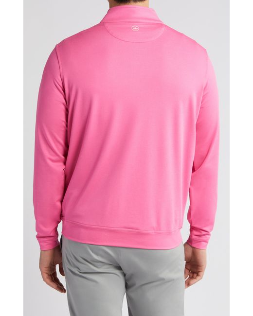 Peter Millar Pink Perth Mélange Performance Quarter Zip Sweatshirt for men