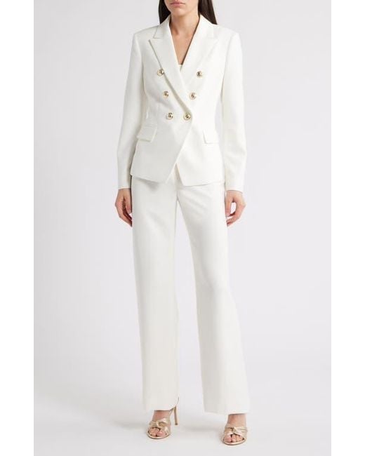 Tahari White Double Breasted Two-Piece Suit