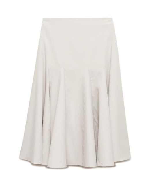 Mango White Pleat Midi Skirt
