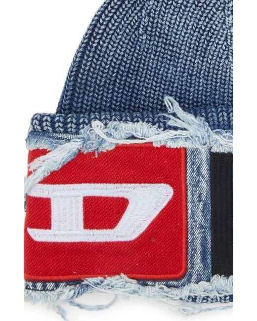 DIESEL K-Frok Fray Cuff Beanie in Blue for Men | Lyst