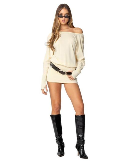 edikted midi dress Edikted Venice Long Sleeve Open Back Midi Dress in Natural