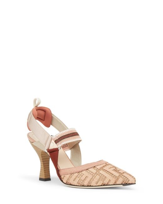 Fendi Pink Colibri Pointed Toe Slingback Pump