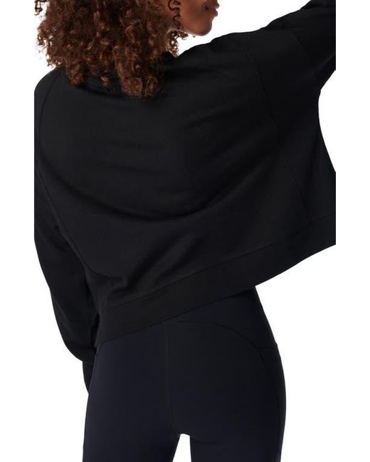 Sweaty Betty Black After Class Cotton Blend Crop Sweatshirt