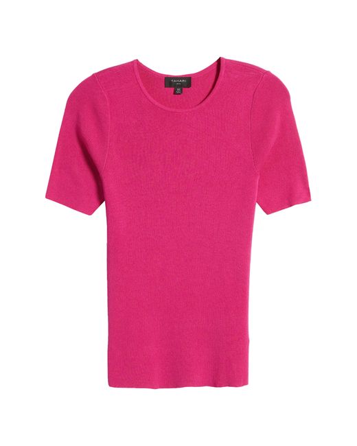 Tahari Pink Short Sleeve Sweater