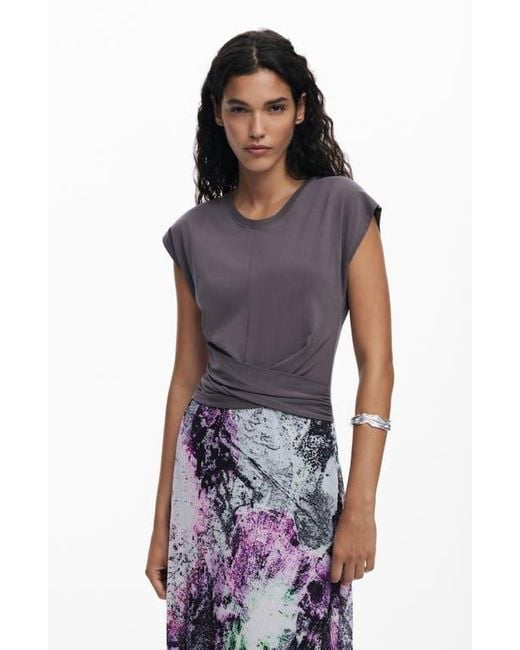 Desigual Purple Short Sleeve A-Line Dress