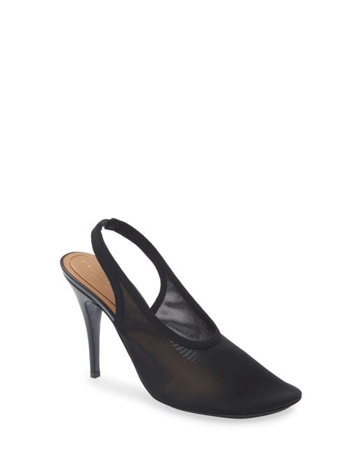 Stella McCartney Black Stretch Mesh Slingback Pump