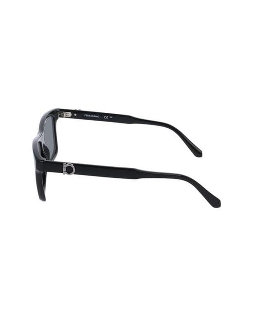 Ferragamo Black 55Mm Rectangular Sunglasses for men