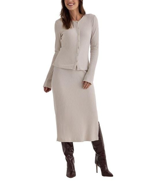 Bella Dahl Gray Rib Knit Midi Skirt