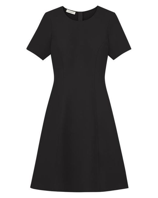 Lafayette 148 New York Black Short Sleeve Wool Blend Fit & Flare Dress