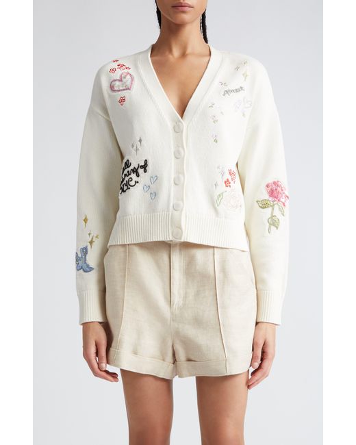 Cinq À Sept White Nyla Daydream Doodles Embroidered Cardigan