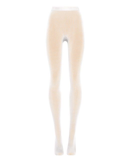 Wolford White Grid Net Tights