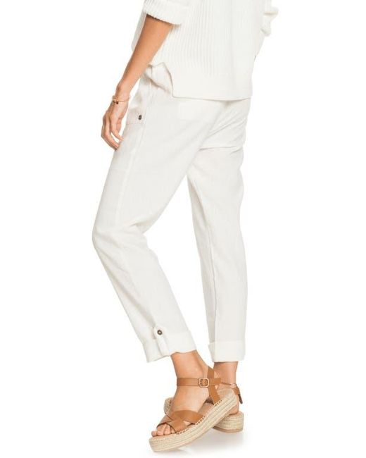 Roxy White On The Seashore Tie Waist Linen Blend Pants