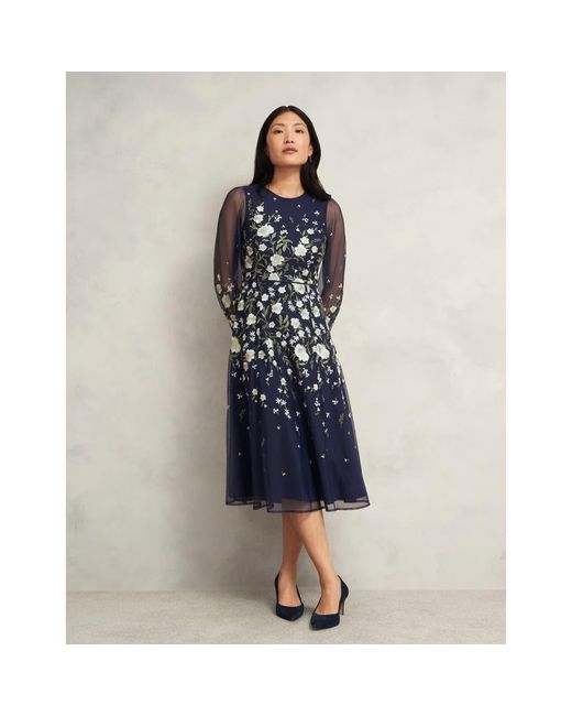 Hobbs Lois Embroidered Dress in Blue | Lyst