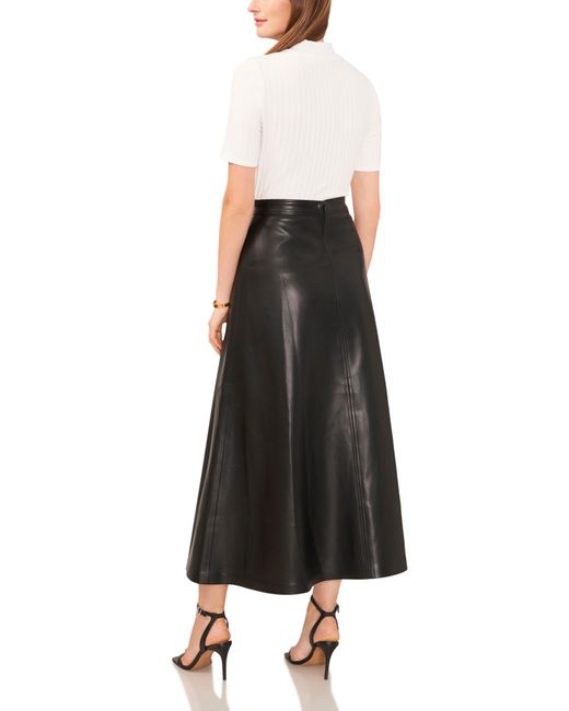 Vince Camuto Black Faux Leather A-line Skirt