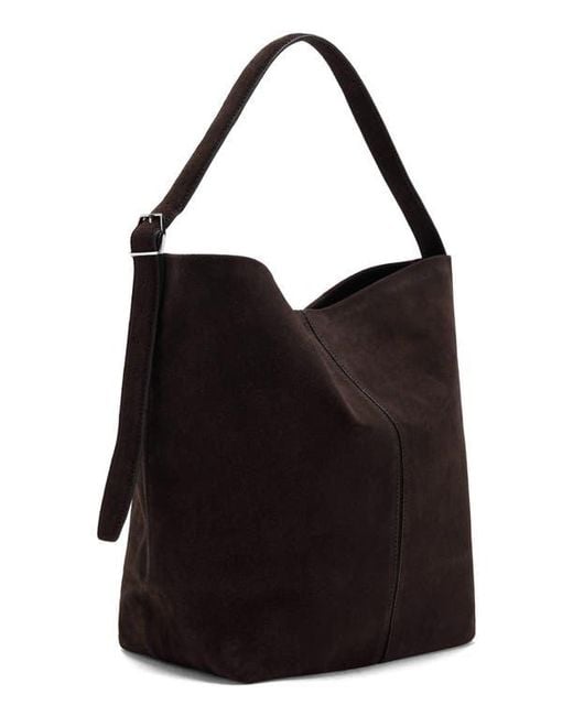 Mango Black Large Suede Bucket Bag