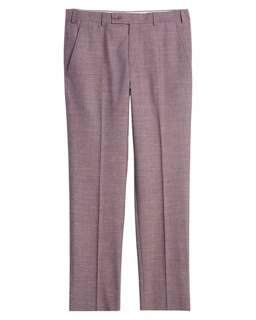 Ted Baker Purple Jerome Trim Fit Soft Constructed Flat Front Wool & Silk Blend Dress Pants for men