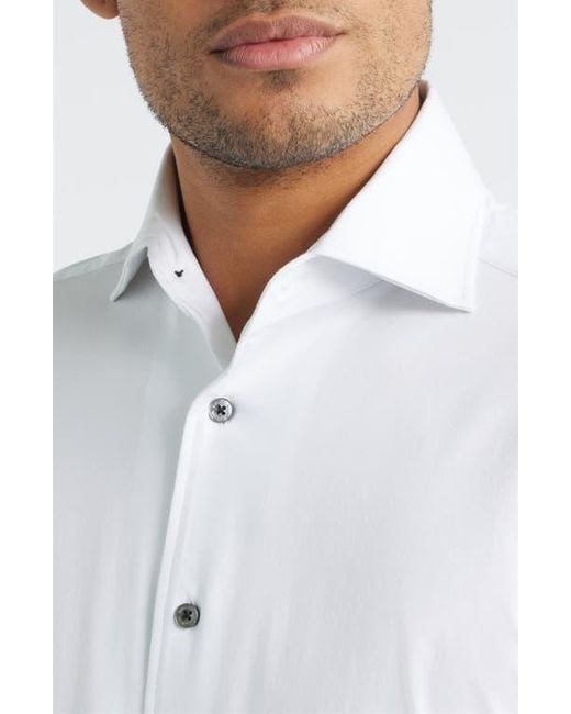 Bugatchi White James Ooohcotton Solid Button-Up Shirt for men