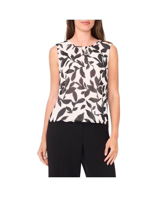 Halogen® Blue Gathered Neck Sleeveless Shell