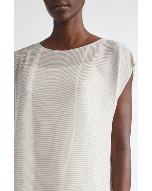 Lafayette 148 New York White Charcoal Print Plissé Semisheer Maxi Dress