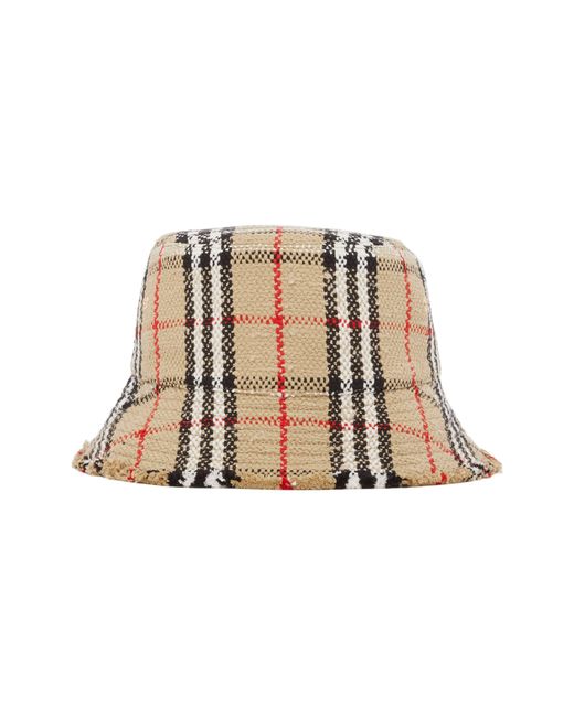 Burberry Giant Check Tweed Bucket Hat in Natural | Lyst