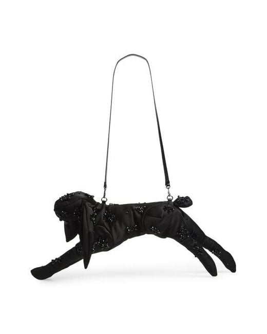 Simone Rocha Black Hare Embellished Turbo Satin Crossbody Bag
