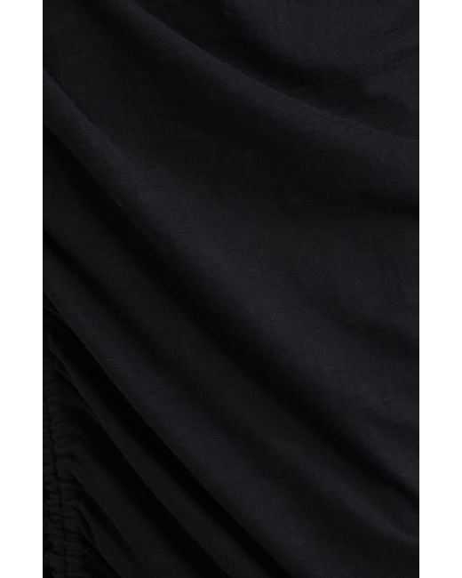 Caslon Black Ruched Cotton Midi T-Shirt Dress