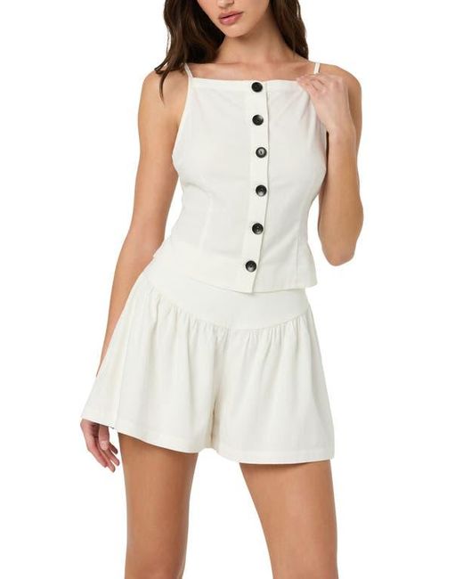Astr White Boat Neck Button-Up Camisole