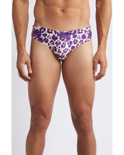 Boardies Purple Cheetah Swim Briefs for men