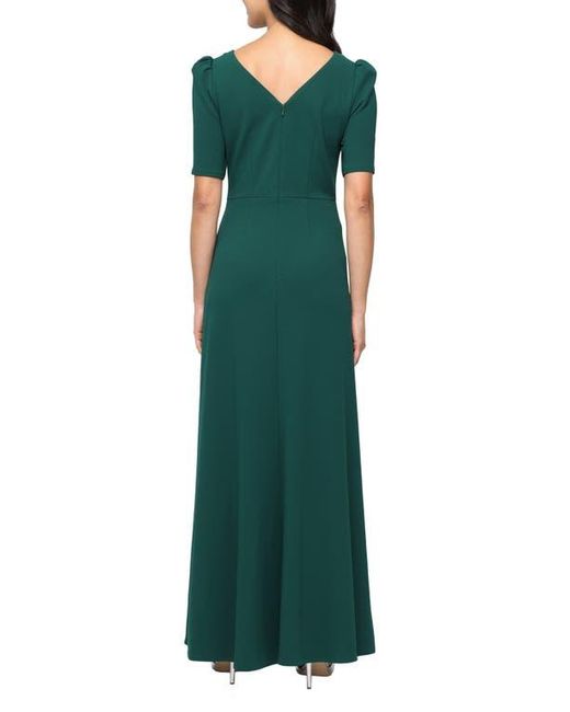 Alex Evenings Green Embellished Neck A-Line Gown