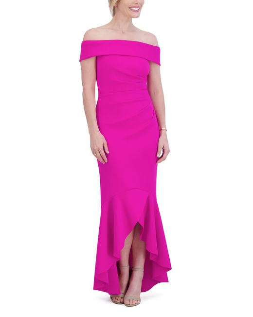 Eliza J Pink Off The Shoulder High-low Gown