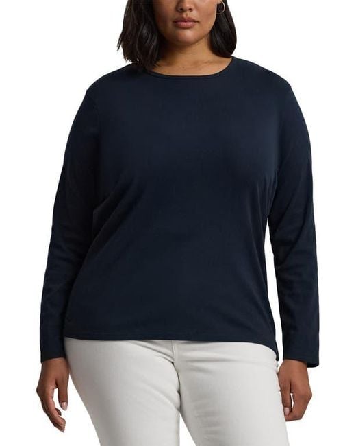 Ralph Lauren Blue Long Sleeve Stretch Cotton Tee