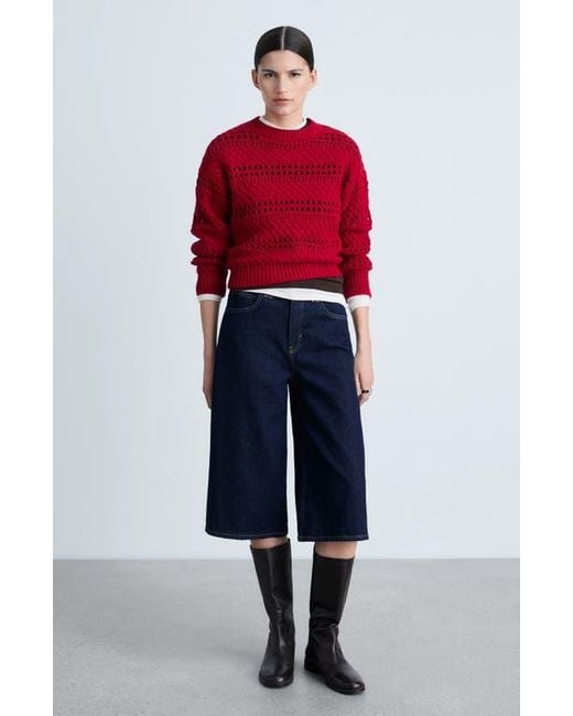 Mango Red Openwork Sweater