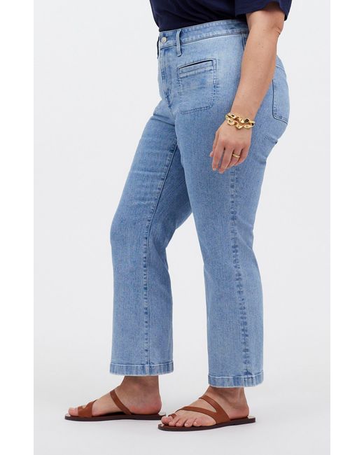 Madewell Blue Curvy Patch Pocket Mid Rise Kick Out Crop Jeans