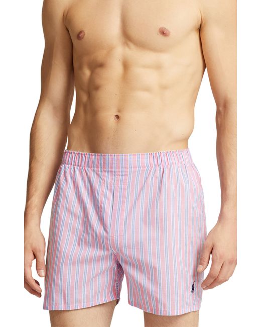 Polo Ralph Lauren Pink Assorted 3-pack Woven Cotton Boxers for men