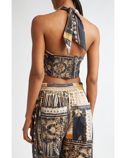 Isabel Marant Multicolor Feyza Convertible Mixed Print Cotton Halter Top